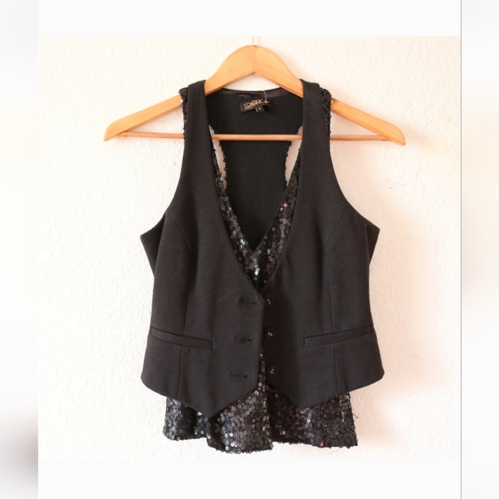 LaRok Sequin Tank and Layered Vest, Sz S